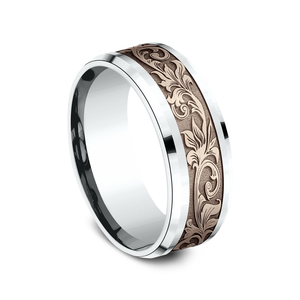 The Royal Men's Wedding Band in 14K White and Rose Gold - 8mm Width by Benchmark