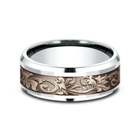 The Royal Men's Wedding Band in 14K White and Rose Gold - 8mm Width by Benchmark