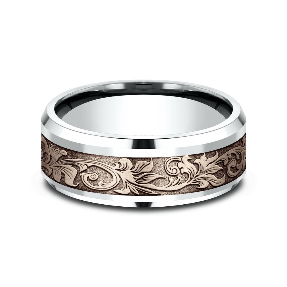 The Royal Men's Wedding Band in 14K White and Rose Gold - 8mm Width by Benchmark