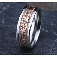 The Royal Men's Wedding Band in 14K White and Rose Gold - 8mm Width by Benchmark