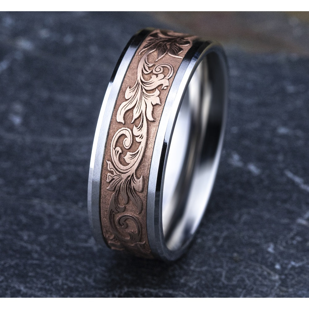 The Royal Men's Wedding Band in 14K White and Rose Gold - 8mm Width by Benchmark
