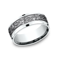 The Royal Men's Wedding Band in 14K White Gold and Grey Tantalum - 8mm Width by Ammara Stone
