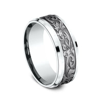 The Royal Men's Wedding Band in 14K White Gold and Grey Tantalum - 8mm Width by Ammara Stone