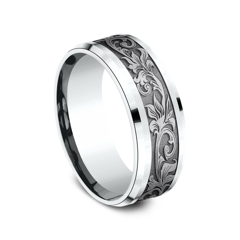 The Royal Men's Wedding Band in 14K White Gold and Grey Tantalum - 8mm Width by Ammara Stone