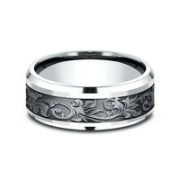 The Royal Men's Wedding Band in 14K White Gold and Grey Tantalum - 8mm Width by Ammara Stone