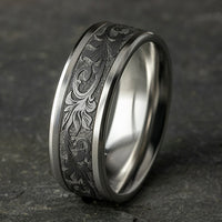 The Royal Men's Wedding Band in 14K White Gold and Grey Tantalum - 8mm Width by Ammara Stone