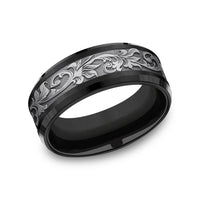 The Royal Men's Wedding Band in Black Titanium and Grey Tantalum - 8mm Width by Tantalum