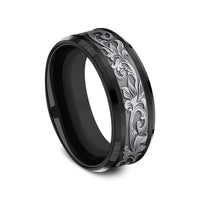 The Royal Men's Wedding Band in Black Titanium and Grey Tantalum - 8mm Width by Tantalum