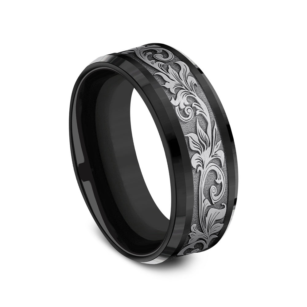 The Royal Men's Wedding Band in Black Titanium and Grey Tantalum - 8mm Width by Tantalum