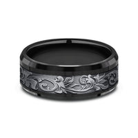 The Royal Men's Wedding Band in Black Titanium and Grey Tantalum - 8mm Width by Tantalum