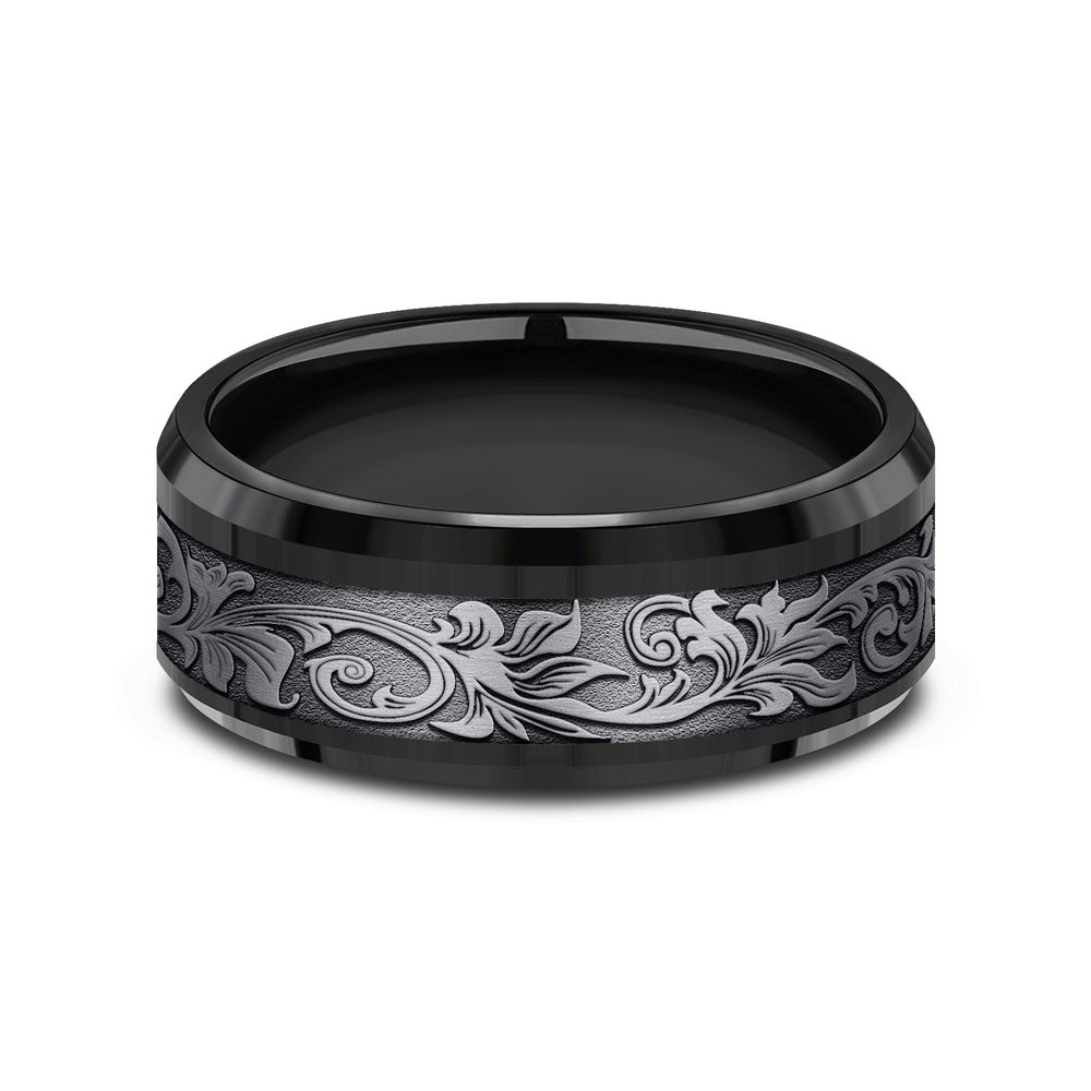 The Royal Men's Wedding Band in Black Titanium and Grey Tantalum - 8mm Width by Tantalum