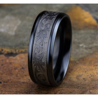 The Royal Men's Wedding Band in Black Titanium and Grey Tantalum - 8mm Width by Tantalum