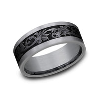 The Royal Men's Wedding Band in Grey Tantalum and Black Titanium - 8mm Width by Tantalum