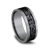 The Royal Men's Wedding Band in Grey Tantalum and Black Titanium - 8mm Width by Tantalum