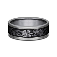 The Royal Men's Wedding Band in Grey Tantalum and Black Titanium - 8mm Width by Tantalum
