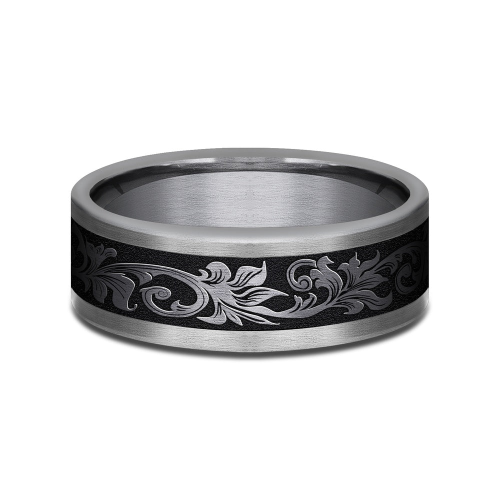 The Royal Men's Wedding Band in Grey Tantalum and Black Titanium - 8mm Width by Tantalum