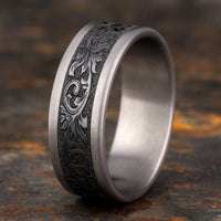 The Royal Men's Wedding Band in Grey Tantalum and Black Titanium - 8mm Width by Tantalum