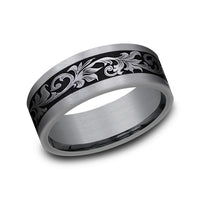 The Royal Men's Wedding Band in Grey Tantalum and Grey/Black Titanium - 8mm Width by Tantalum
