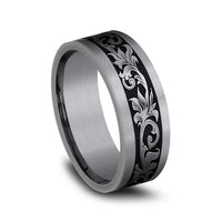 The Royal Men's Wedding Band in Grey Tantalum and Grey/Black Titanium - 8mm Width by Tantalum