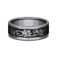 The Royal Men's Wedding Band in Grey Tantalum and Grey/Black Titanium - 8mm Width by Tantalum