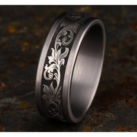 The Royal Men's Wedding Band in Grey Tantalum and Grey/Black Titanium - 8mm Width by Tantalum
