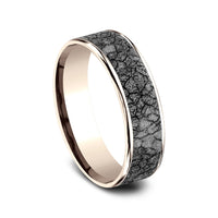 The Rubble Men's Wedding Band in 14K Rose Gold and Grey Tantalum - 6.5mm Width by Ammara Stone