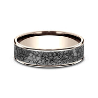 The Rubble Men's Wedding Band in 14K Rose Gold and Grey Tantalum - 6.5mm Width by Ammara Stone