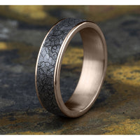 The Rubble Men's Wedding Band in 14K Rose Gold and Grey Tantalum - 6.5mm Width by Ammara Stone