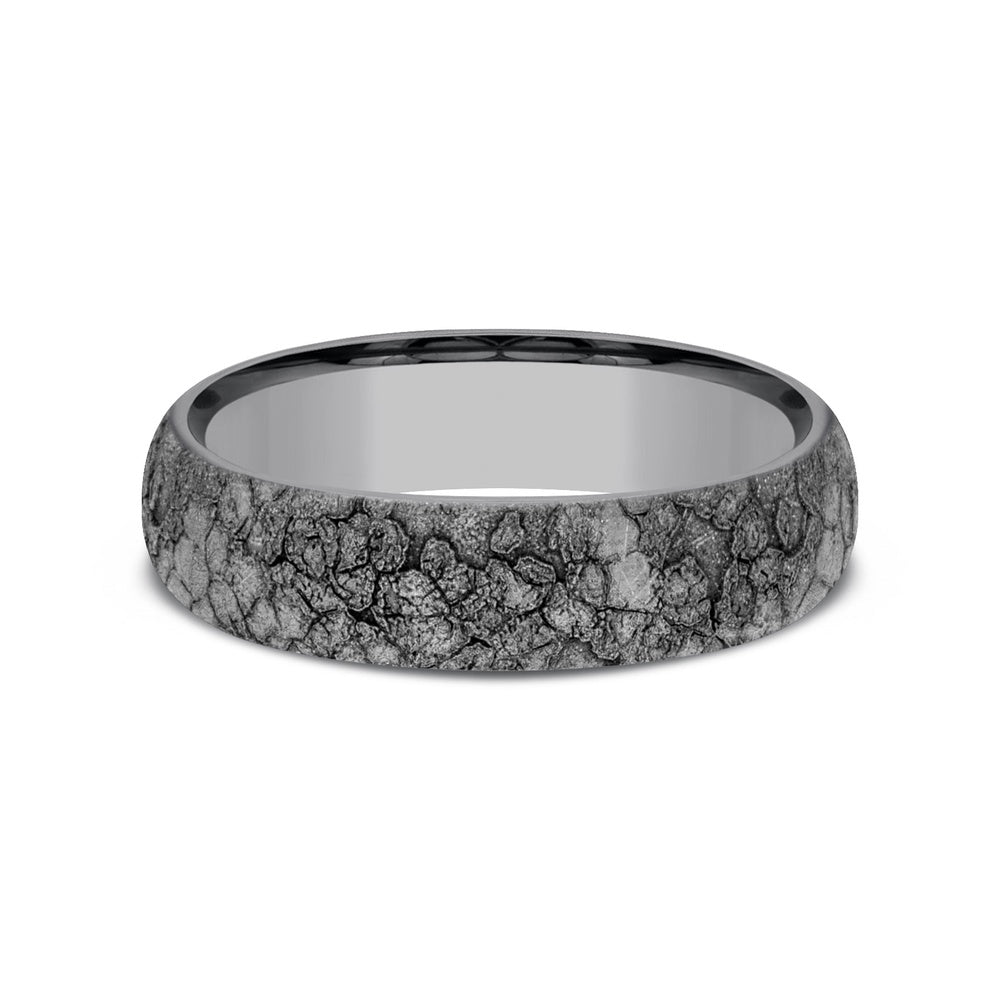 The Rubble Men's Wedding Band in Grey Tantalum - 6mm Width by Tantalum