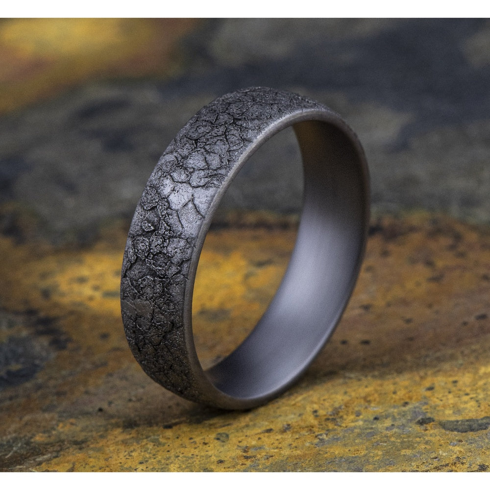 The Rubble Men's Wedding Band in Grey Tantalum - 6mm Width by Tantalum