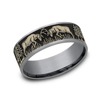 The Rut Men's Wedding Band in Grey Tantalum and 14K Yellow Gold - 7.5mm Width by Brook and Branch