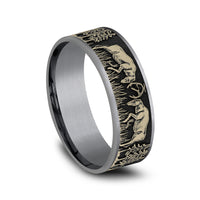 The Rut Men's Wedding Band in Grey Tantalum and 14K Yellow Gold - 7.5mm Width by Brook and Branch