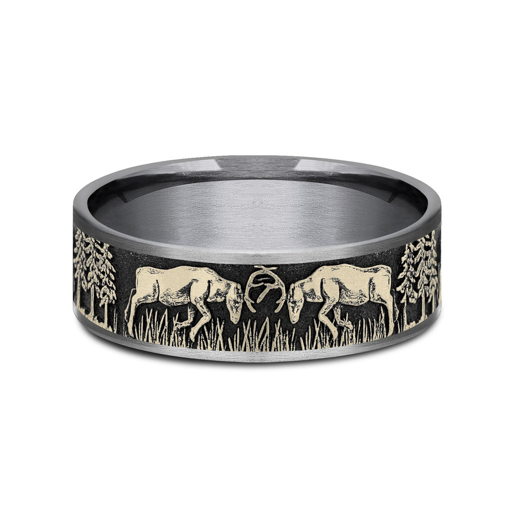 The Rut Men's Wedding Band in Grey Tantalum and 14K Yellow Gold - 7.5mm Width by Brook and Branch