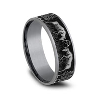 The Rut Men's Wedding Band in Grey Tantalum and Grey/Black Titanium - 7.5mm Width by Brook and Branch