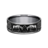 The Rut Men's Wedding Band in Grey Tantalum and Grey/Black Titanium - 7.5mm Width by Brook and Branch