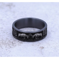 The Rut Men's Wedding Band in Grey Tantalum and Grey/Black Titanium - 7.5mm Width by Brook and Branch