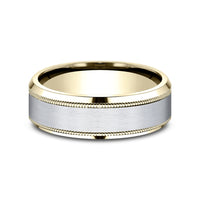 The Sage Men's Wedding Band in 10K Yellow and White Gold - 7mm Width by Benchmark