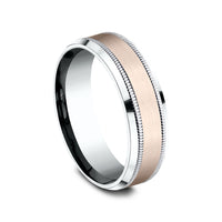 The Sage Men's Wedding Band in 14K White and Rose Gold - 7mm by Benchmark
