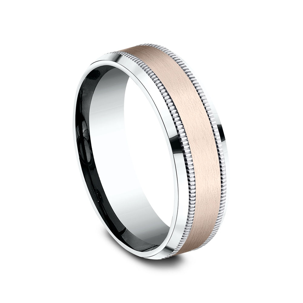 The Sage Men's Wedding Band in 14K White and Rose Gold - 7mm by Benchmark