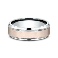 The Sage Men's Wedding Band in 14K White and Rose Gold - 7mm by Benchmark