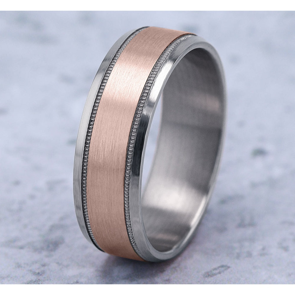 The Sage Men's Wedding Band in 14K White and Rose Gold - 7mm by Benchmark