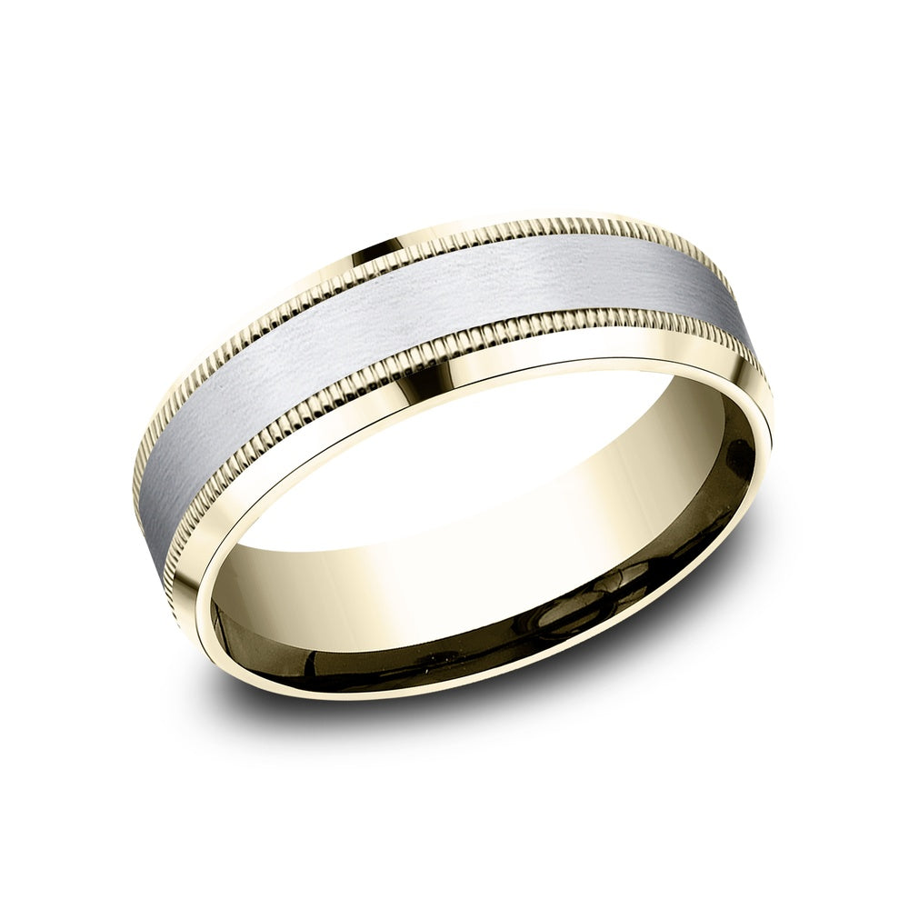 The Sage Men's Wedding Band in 14K Yellow and White Gold - 7mm Width by Benchmark