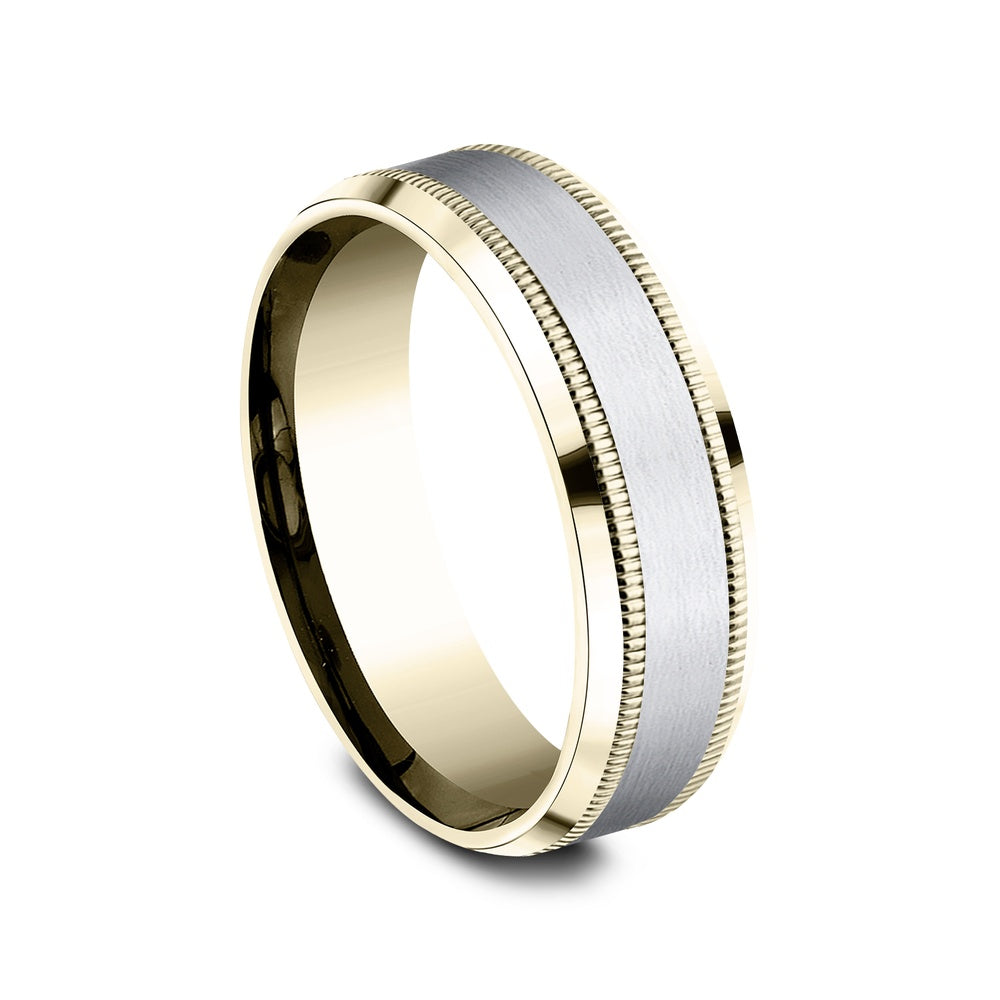 The Sage Men's Wedding Band in 14K Yellow and White Gold - 7mm Width by Benchmark