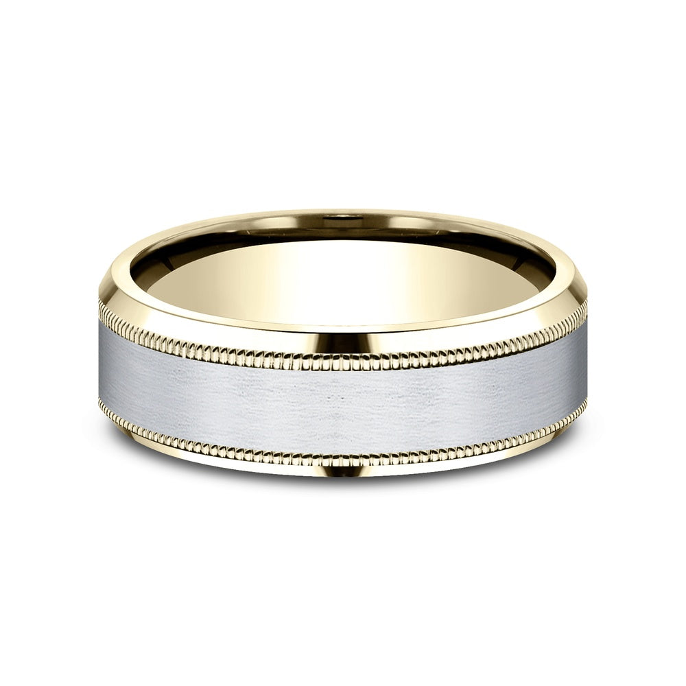 The Sage Men's Wedding Band in 14K Yellow and White Gold - 7mm Width by Benchmark