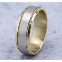 The Sage Men's Wedding Band in 14K Yellow and White Gold - 7mm Width by Benchmark