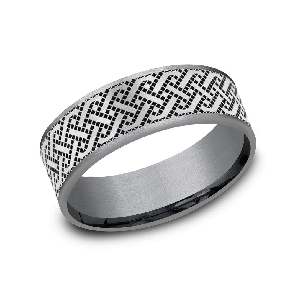 The Sailor Men's Wedding Band in Grey Tantalum and Grey/Black Titanium - 7.5mm Width by Tantalum