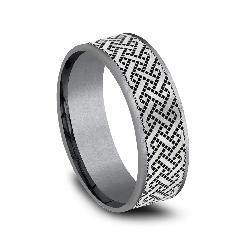 The Sailor Men's Wedding Band in Grey Tantalum and Grey/Black Titanium - 7.5mm Width by Tantalum