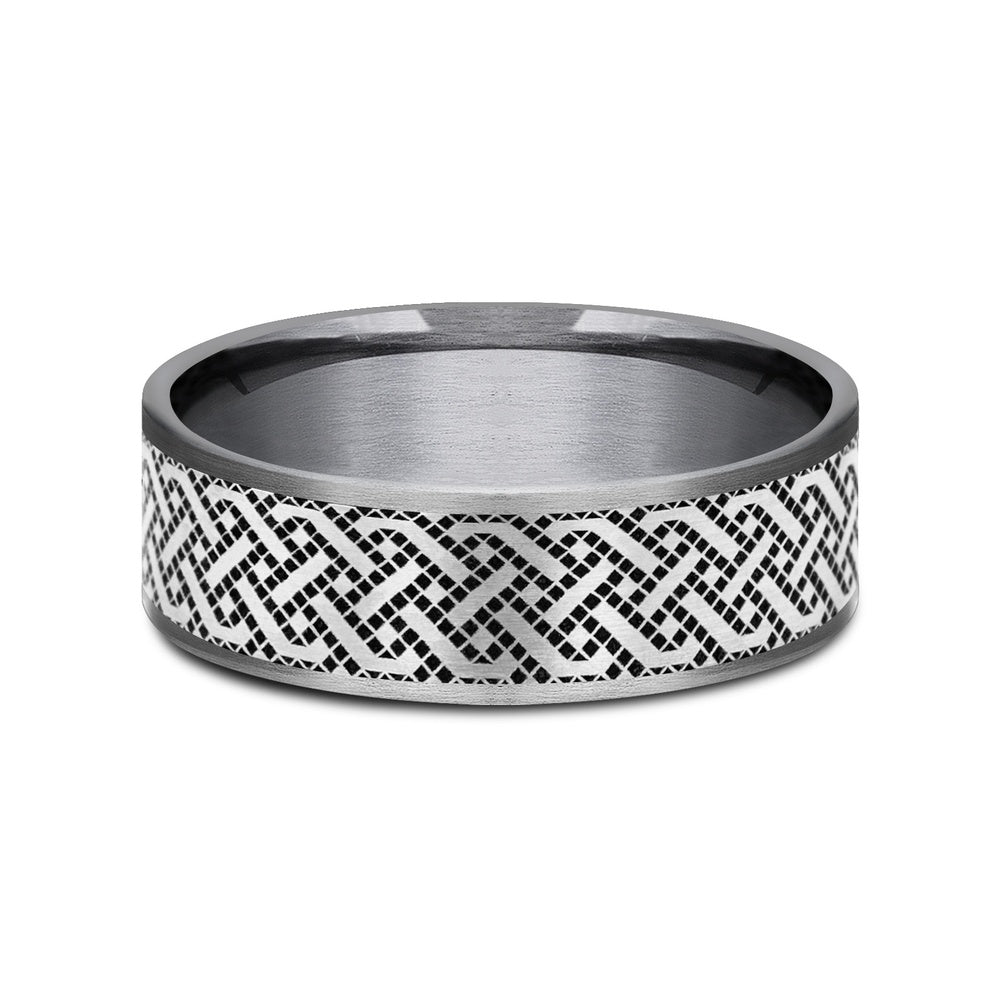 The Sailor Men's Wedding Band in Grey Tantalum and Grey/Black Titanium - 7.5mm Width by Tantalum
