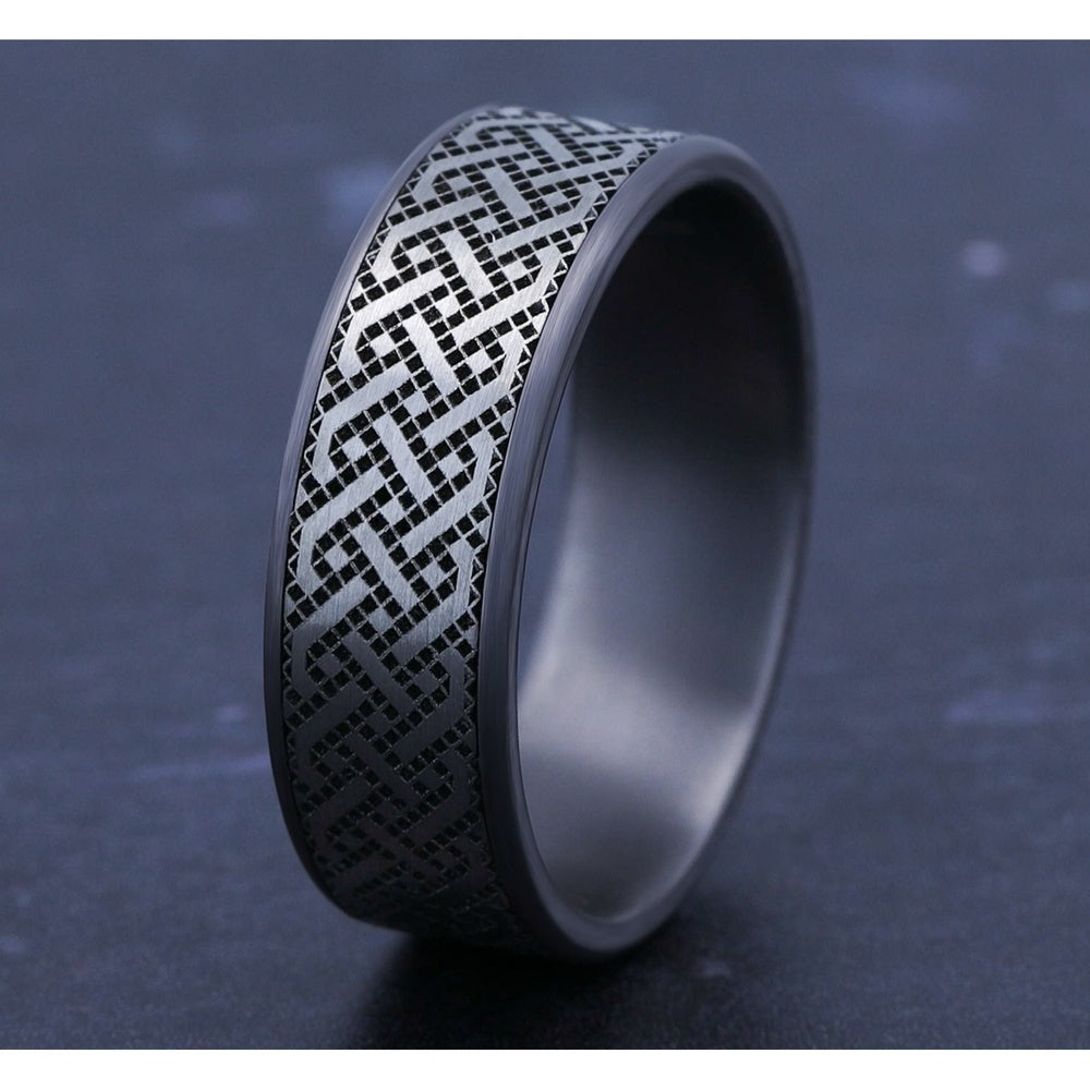 The Sailor Men's Wedding Band in Grey Tantalum and Grey/Black Titanium - 7.5mm Width by Tantalum