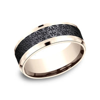 The Saint Men's Wedding Band in 14K Rose Gold and Black Titanium - 8mm Width by Ammara Stone